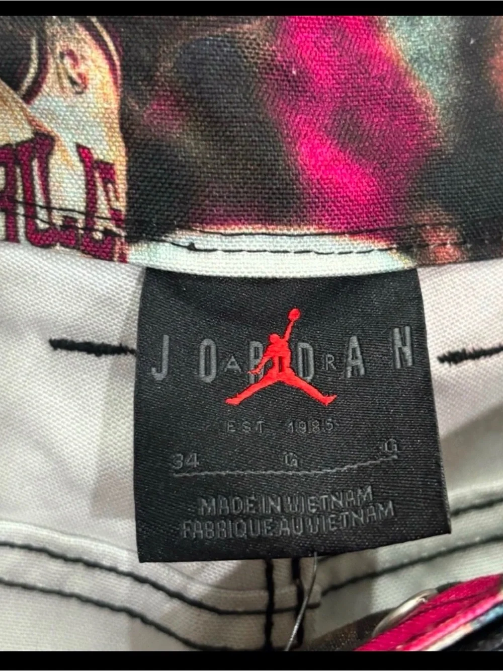 Jordan Flight Heritage All Over Photo Print Pants Mens 34 Black IQ5238-010 NEW